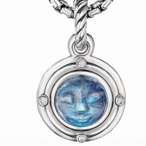David Yurman Moon amulet with Rainbow moonstone and diamonds